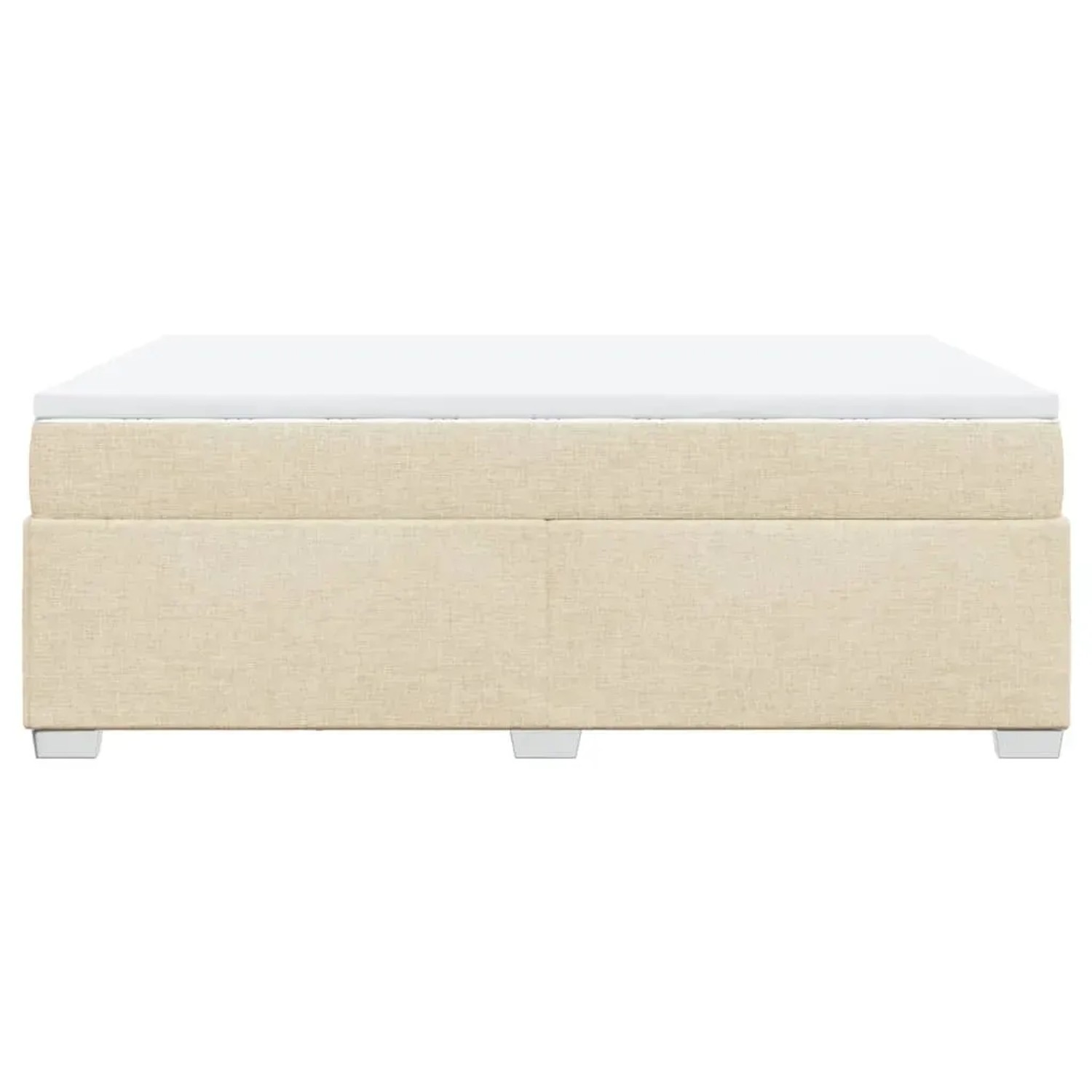 Cremefarbenes vidaXL Boxspringbett 140x200 cm mit Matratze und weißem Topper.