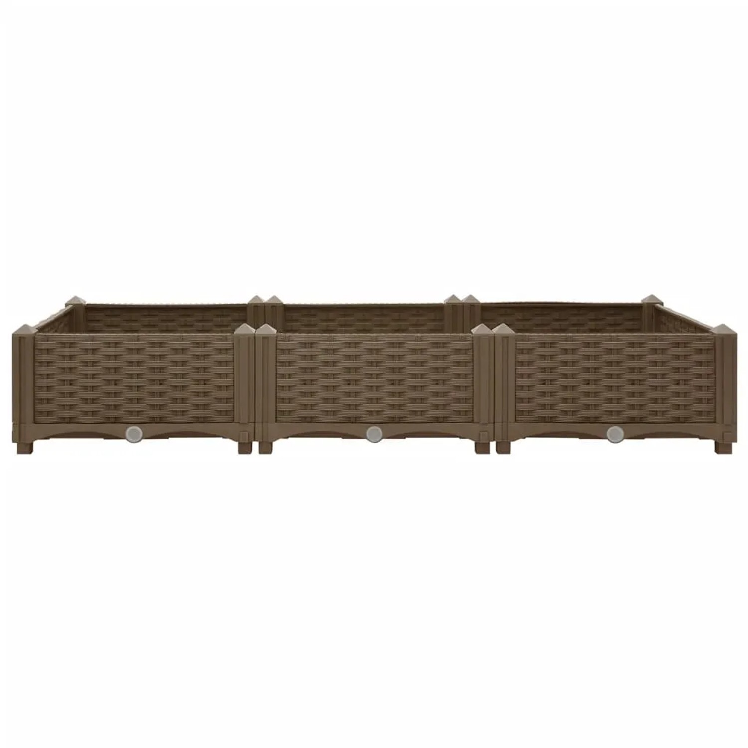 Braunes furnicato Hochbeet aus Polypropylen, 120x40x23 cm, mit geflochtener Optik.