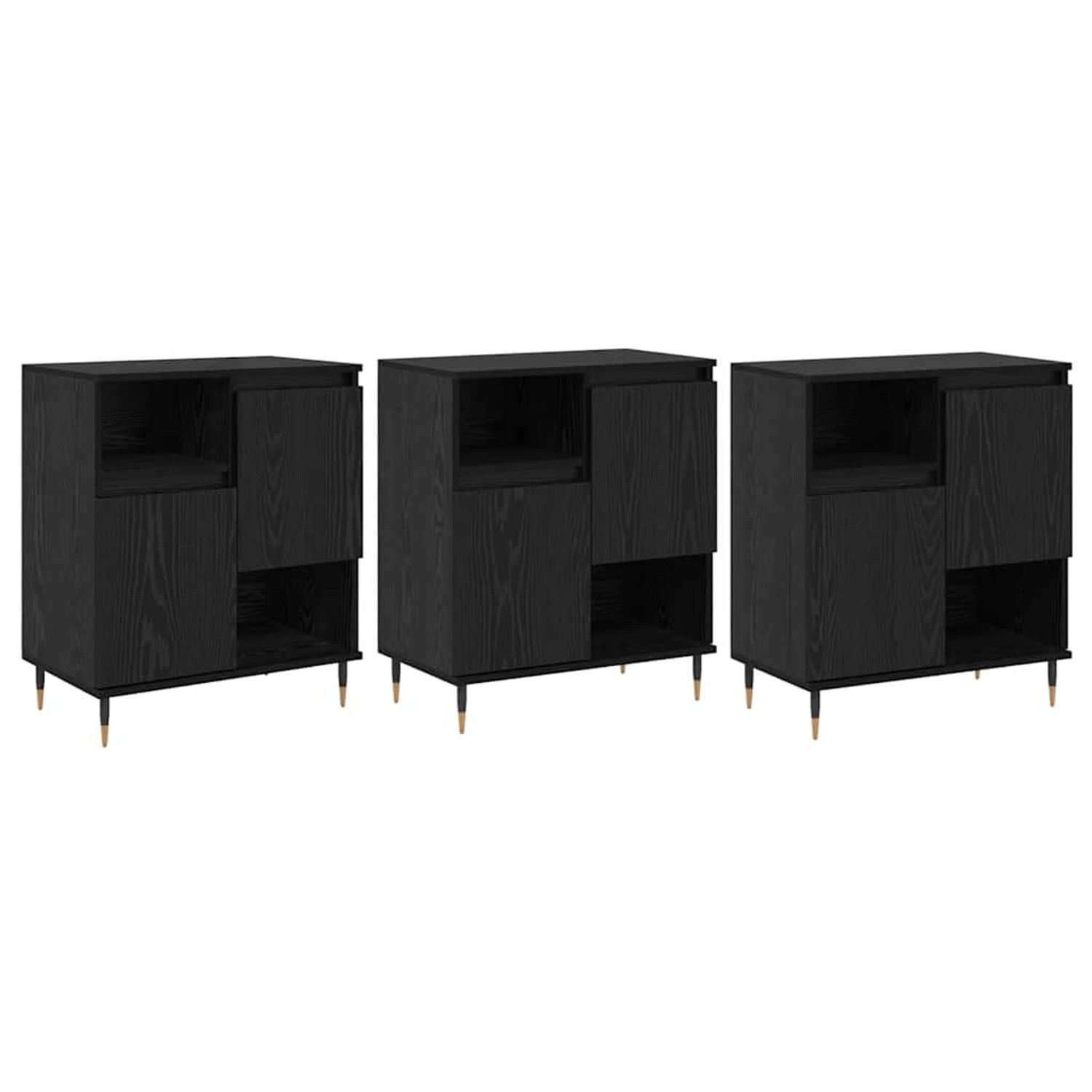 vidaXL Sideboards 3 Stk Schwarz Eichen-Optik 180 x 35 x 70 cm 3394544