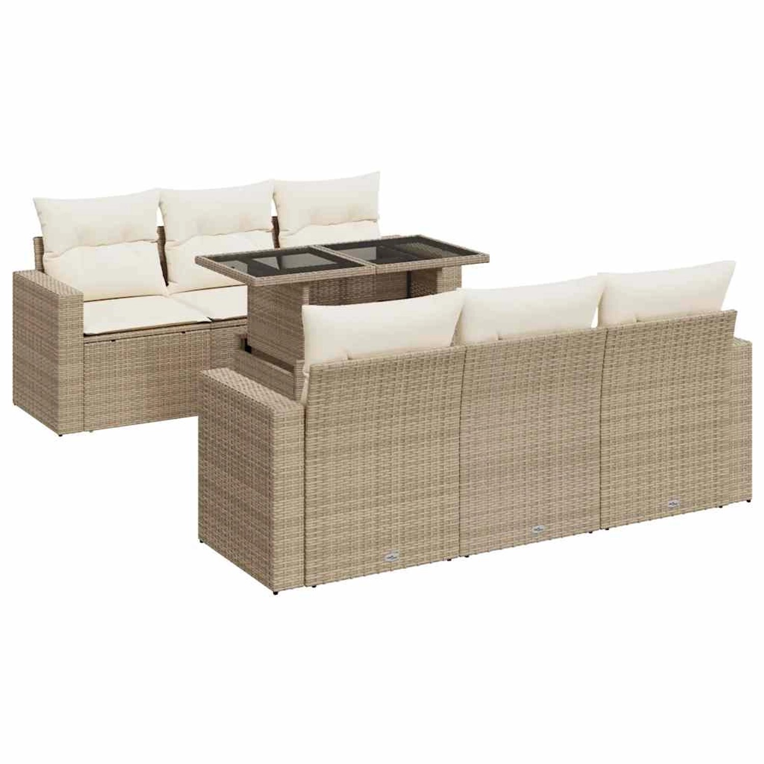 vidaXL 7-Tlg Garten-Sofagarnitur mit Kissen Beige Poly Rattan 3326259 günstig online kaufen
