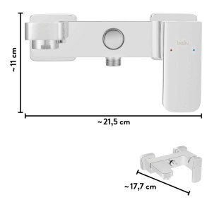 baliv WA-2530 Wannenarmatur, verchromter Einhebelmischer. Technische Ansicht mit Maßen.