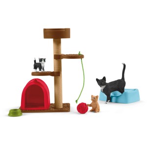 Schleich Farm World Spielset: Katzen, Kratzbaum, Häuschen und Zubehör für fantasievollen Spielspaß.