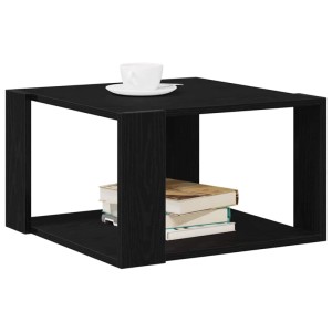 Moderner, schwarzer Couchtisch in Eichen-Optik mit Ablagefläche für Wohnzimmer.
