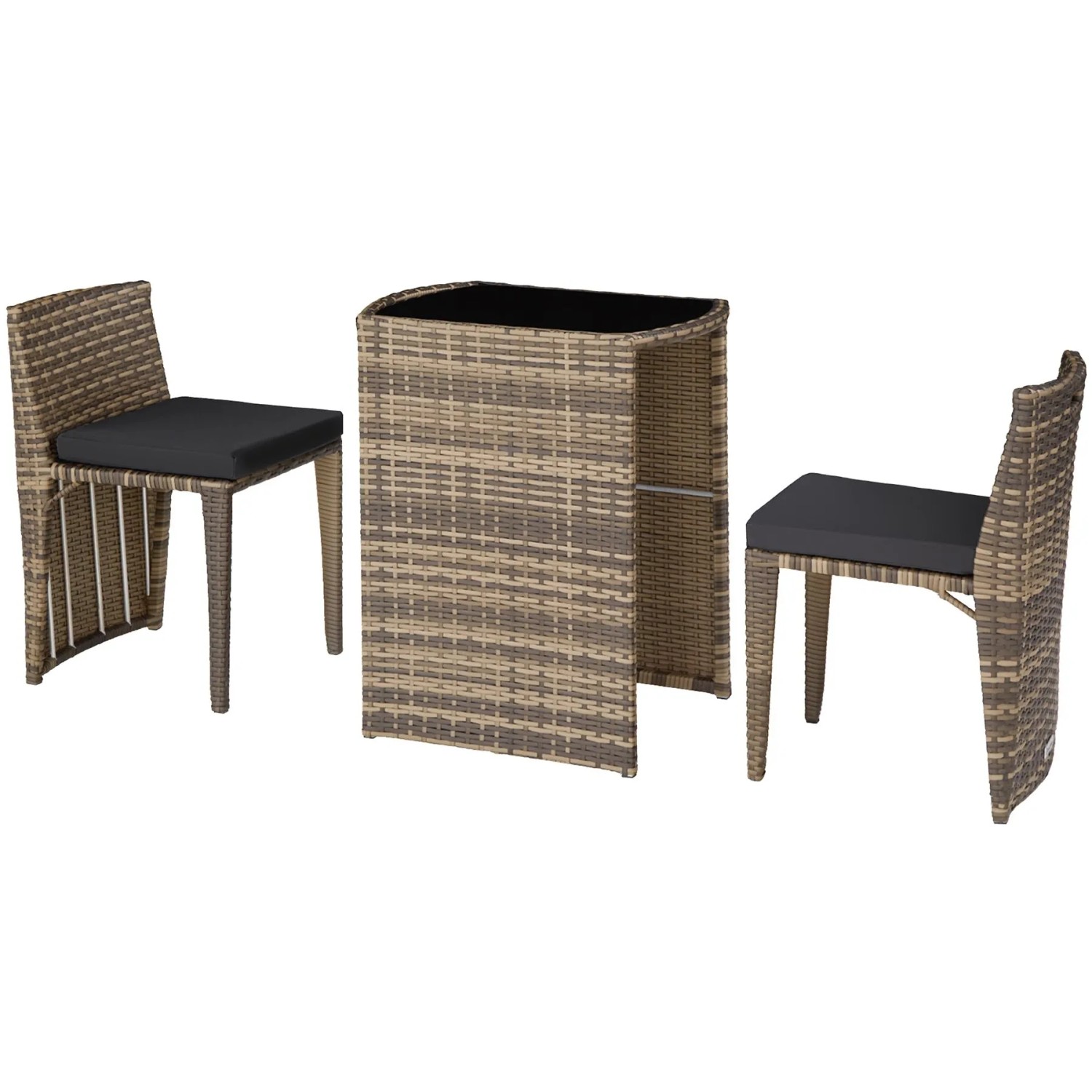 Tectake Aluminium Rattanset Hamburg Wetterfest und Uv Beständig Zusammenschiebbar  156 50 x 49 50 x 74 50 cm Natur