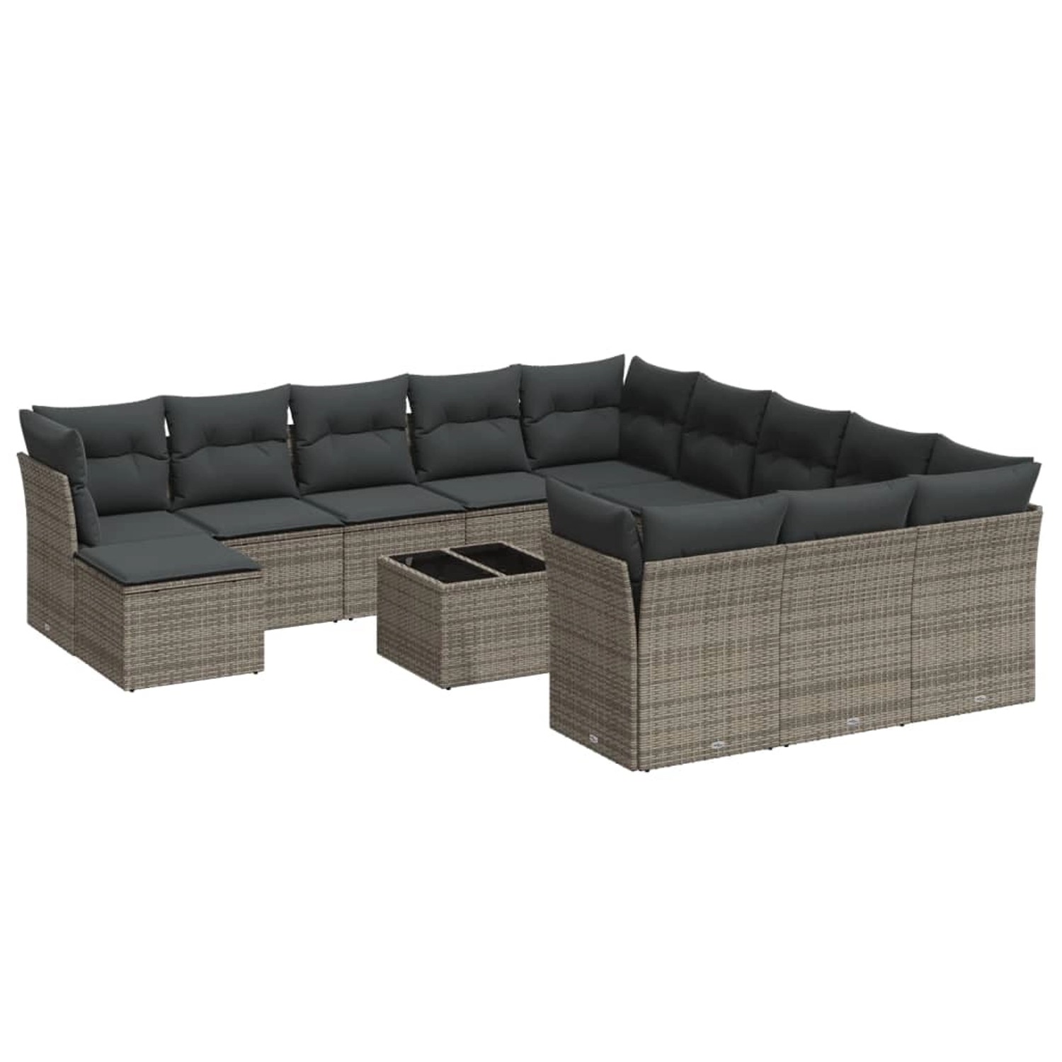vidaXL 13-Tlg Garten-Sofagarnitur mit Kissen Grau Poly Rattan 3218640 günstig online kaufen