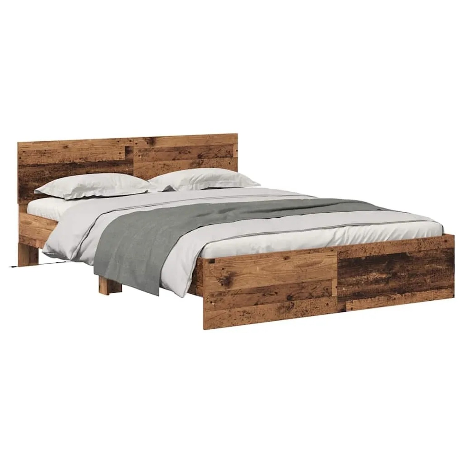 vidaXL Bettgestell mit Kopfteil Altholz 140 x 190 cm Holzwerkstoff 3403571 günstig online kaufen