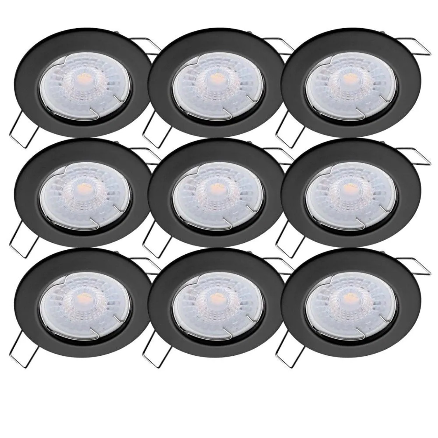 Oktaplex Sedan 9er Set Schwarz LED-Einbaustrahler Stufenlos Dimmbar Neutralweiß 4000K 4,9W 230V 60 mm Lochmaß Flach