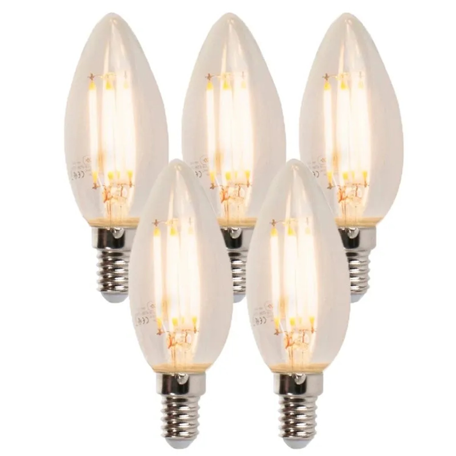 LUEDD Set mit 5 E14 Dimmbaren LED Kerzenlampen B35 5W 380,m 2700K
