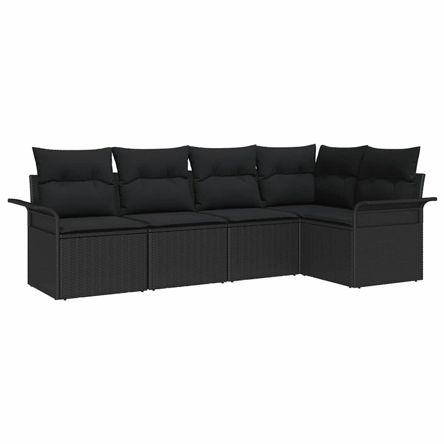vidaXL Garten-Sofa-Set mit Kissen 5-Tlg Schwarz Poly Rattan 3354032 günstig online kaufen