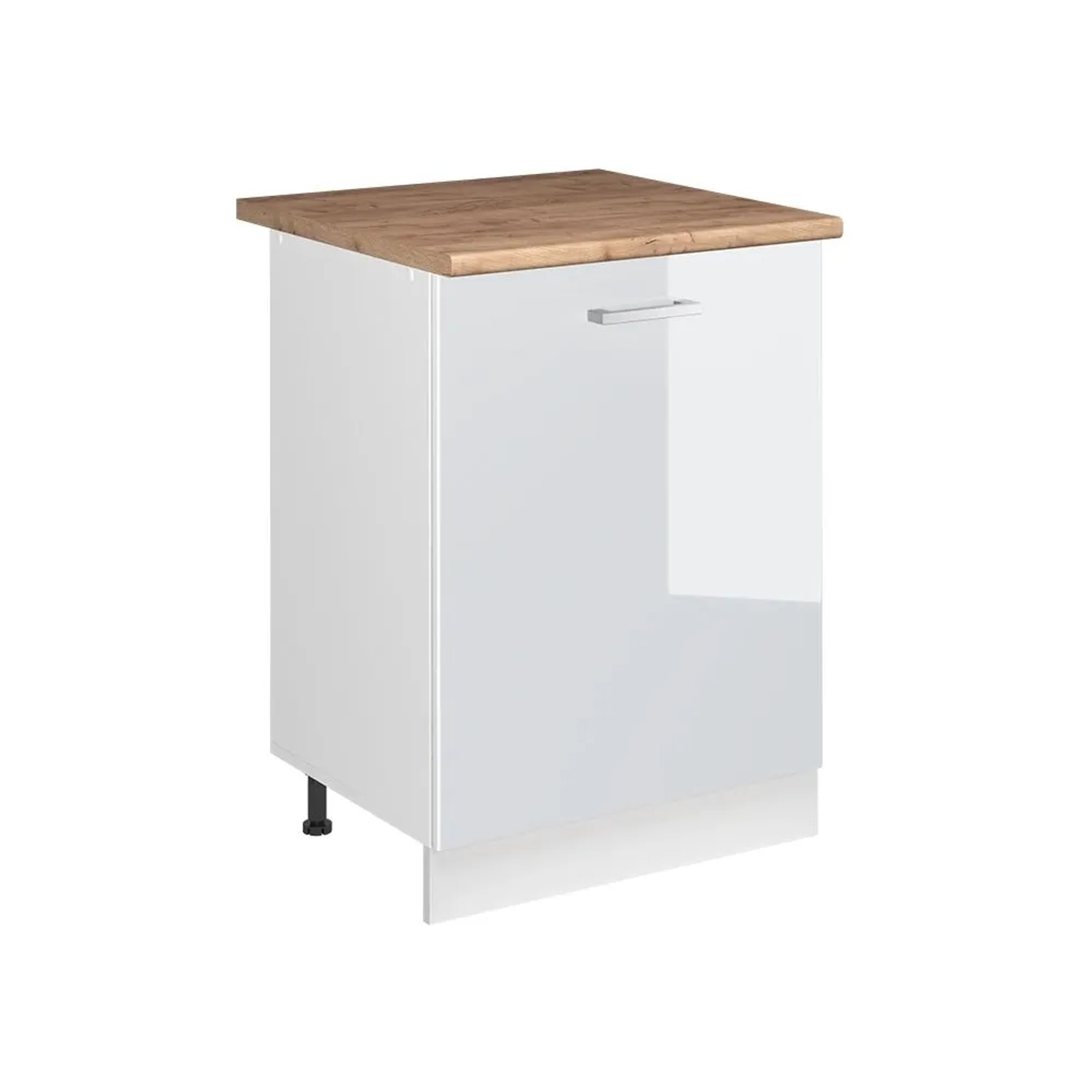 Vicco Küchenunterschrank R-Line Weiß Hochglanz/Weiß 60 x 82 mit 1 Tür Arbeitsplatte Goldkraft Eiche Art Nr 72144