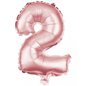 Folienballon Zahl 2 in Rose, 100 cm hoch, Party Deko.