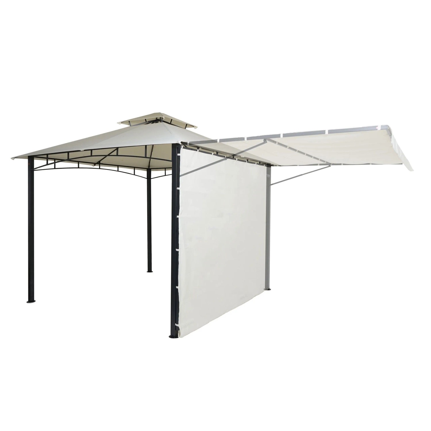 MCW Pergola F94 Stahl mit Seitenwand Creme-Beige