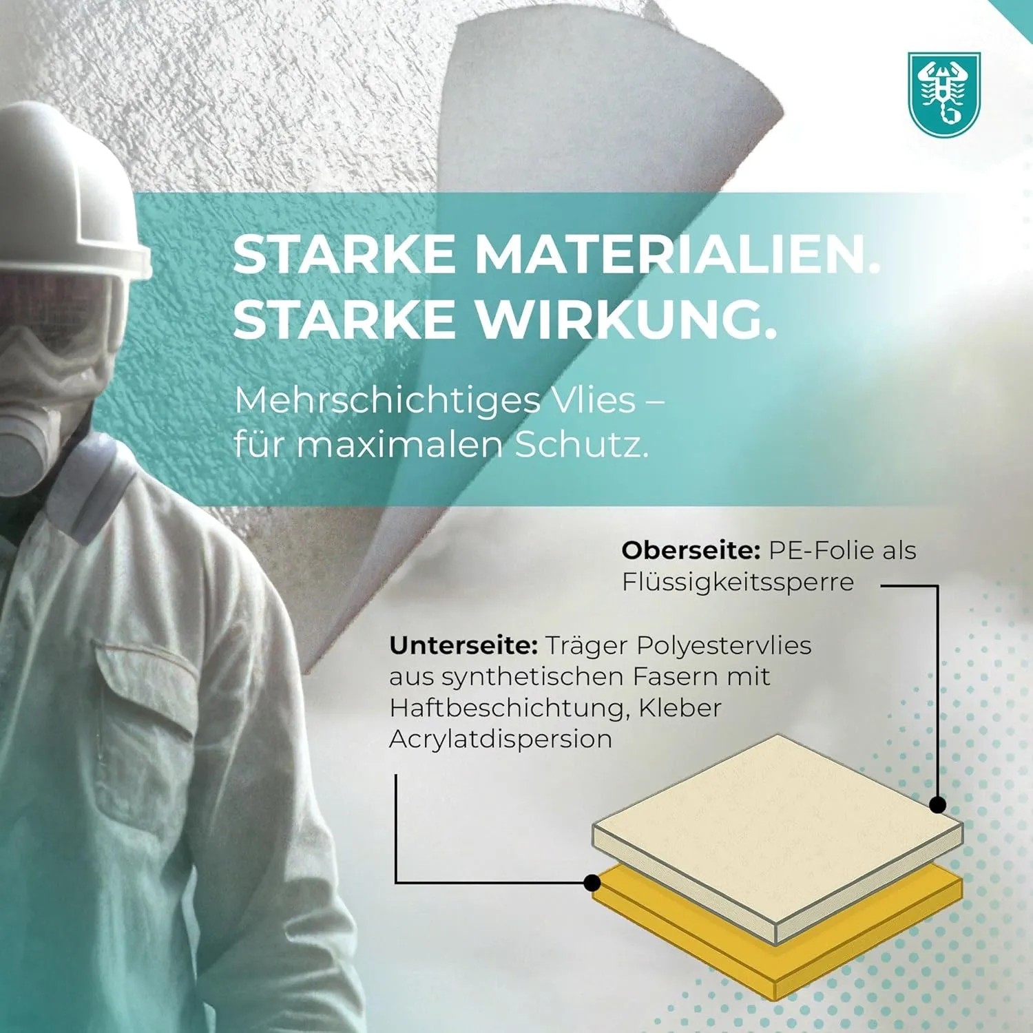 Scorprotect Abdeckvlies 0,65 M X 25 M Weiß 180 G Pro M² Selbsthaftend Bodenschutz Schutzvlies Treppenvlies_5