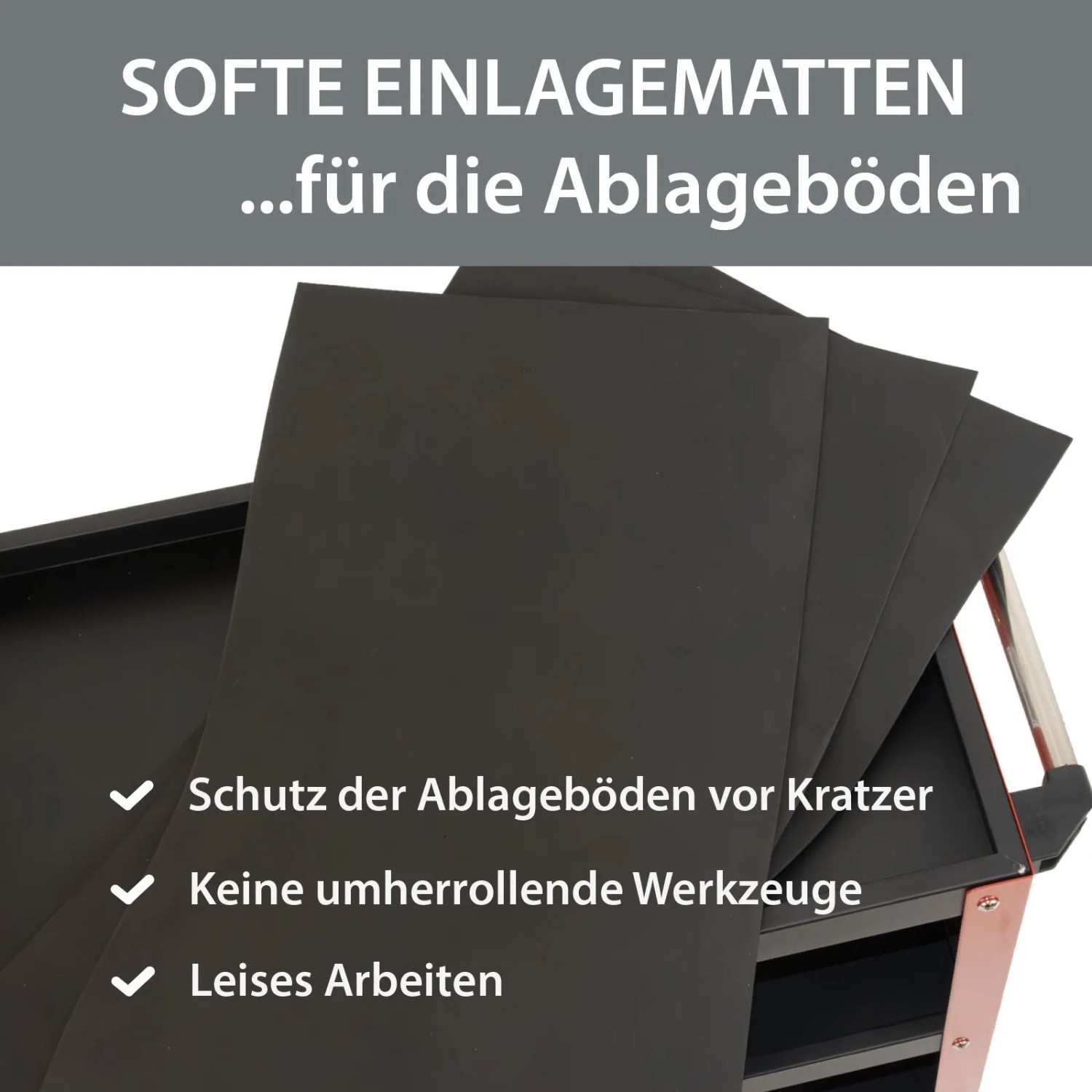 TRUTZHOLM Werkstattwagen 3 Etagen Stahl auf Rollen bis 300kg Tragkraft Rot_6