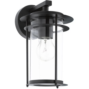 Schwarze Eglo Wandleuchte Valdeo für den Außenbereich mit klarem Glas.