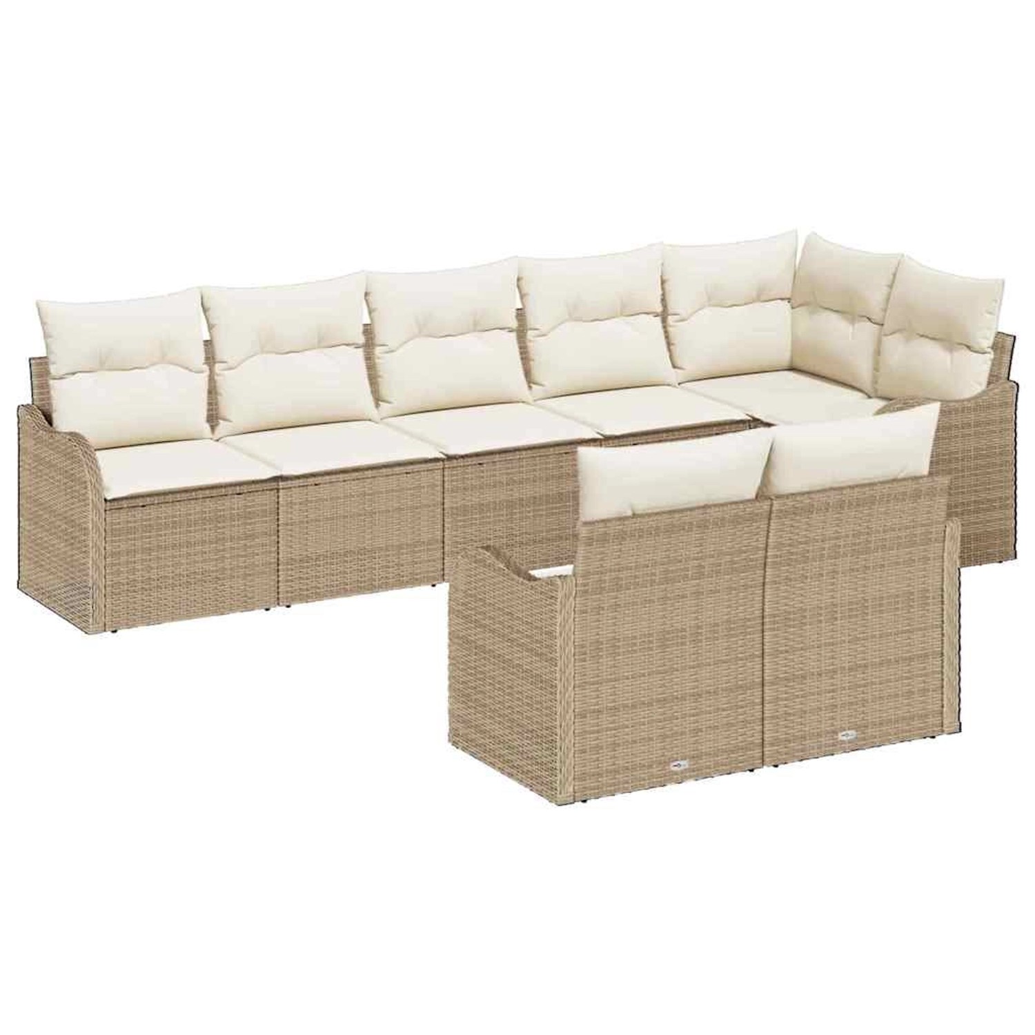 vidaXL Garten-Sofa-Set mit Kissen 8-Tlg Beige Weiß Poly Rattan 3354420 günstig online kaufen