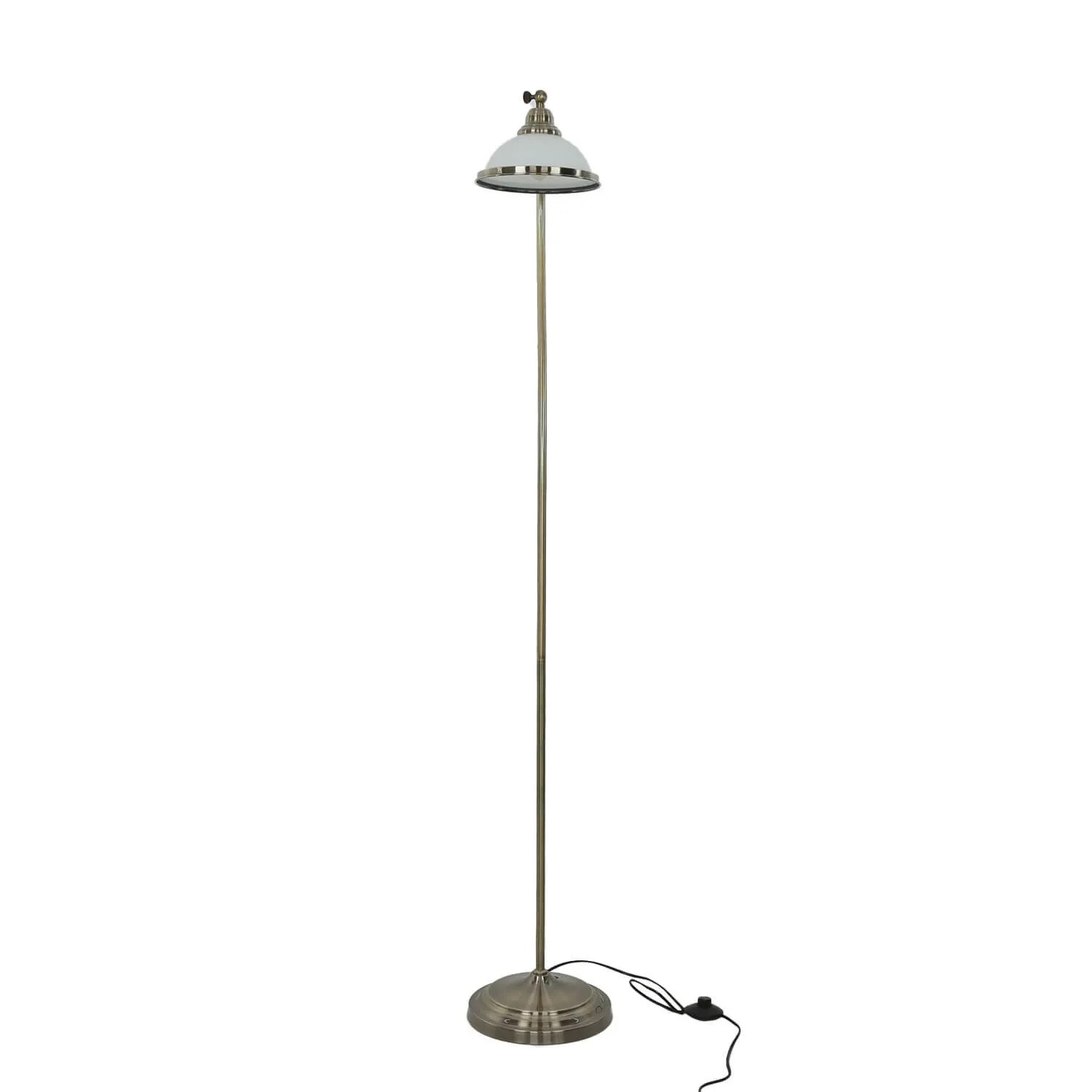 EASYLIGHT Stehlampe, gebogen, 159 cm, Messing Antik, E27, Jugendstil Design.