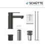 Schütte Waschtischarmatur Elephant, Graphit matt, mit Zubehör und Montageanleitung.