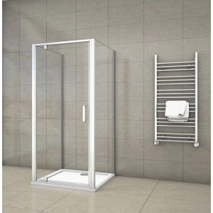 U-Duschkabine 100x90x90cm mit Klarglas und mattgrauem Rahmen. Eckdusche ohne Duschwanne.