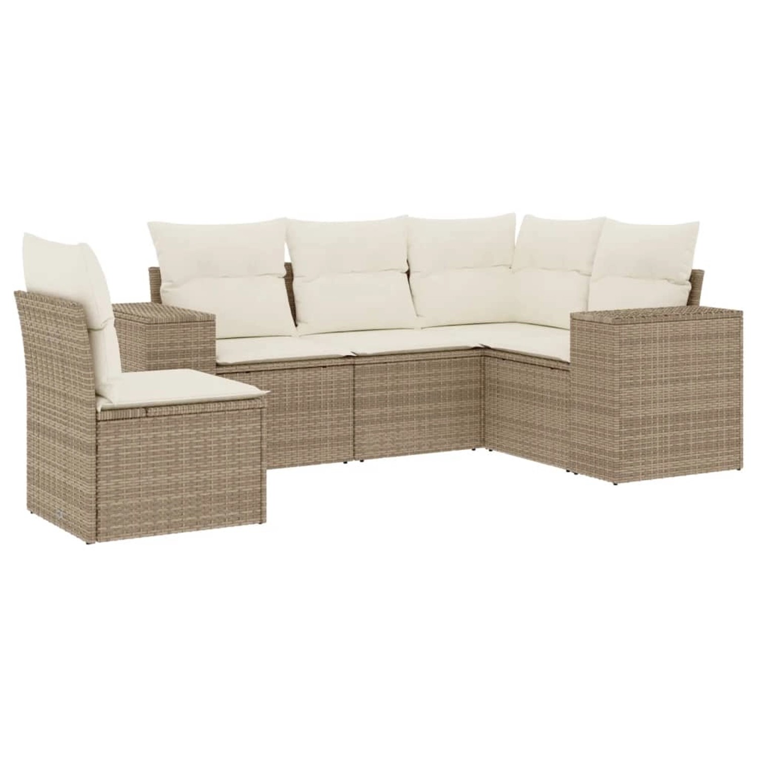 vidaXL 5-tlg Garten-Sofagarnitur mit Kissen Beige Poly Rattan Modell 174 günstig online kaufen