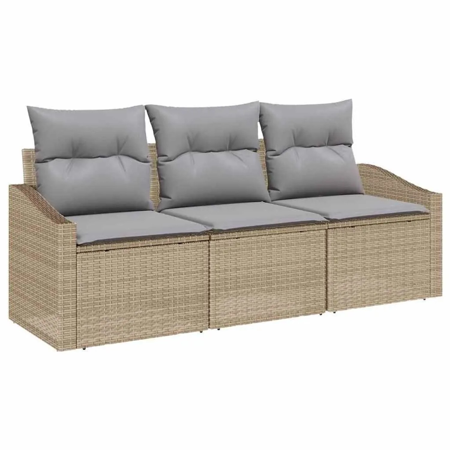 vidaXL Gartensofa-set mit Kissen 3-Tlg Beige und Hellgrau Poly-Rattan 33552 günstig online kaufen