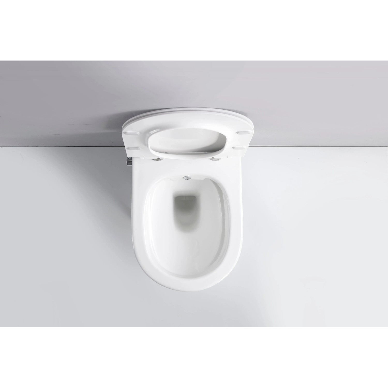 Glasdeals Dusch-WC, spülrandlos, mit Armatur und SoftClose Sitz. Taharet Toilette, Aufsicht.