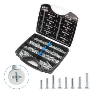 CCLIFE Schrauben Set, 425-teilig, verzinkte Senkkopfschrauben M4-M8 im Sortimentskasten.