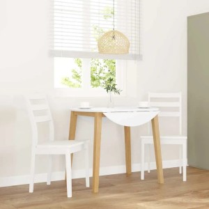vidaXL Esszimmerstühle 2 Stk Weiß Massivholz Gummibaum 4102521