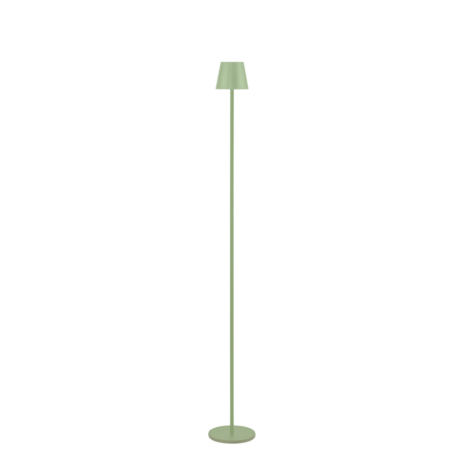Grüne LED-Akku-Stehleuchte Euria, 125 cm hoch, für Innen und Außen. Dekoleuchte mit Touchdimmer.