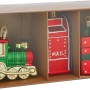 Weihnachtsbaumschmuck Set: Zug, Briefkasten und Geschenk, festliche Dekoration.