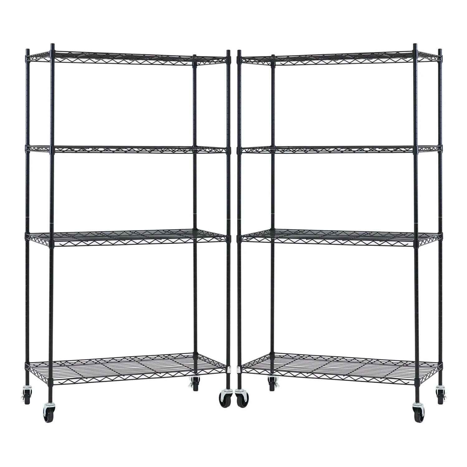 PROREGAL Mega Deal 2X Gitterregal HADES Mit Rollen & 4 Gitterböden Metall 160x90x40cm Fachlast 75kg Metallregal Schwarz  Küchenregal Aufbewahrung