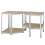 Juskys Eckregal Corner Easy, verzinkt mit MDF-Böden, als Lagerregal oder Werkbank montierbar.
