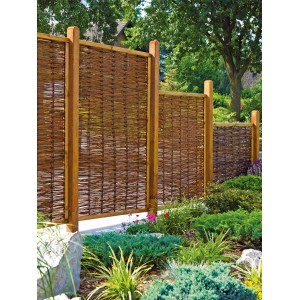T & J Weidengeflechtzaun Fako, 120x100 cm, mit Rahmen, als Sichtschutz im Garten.