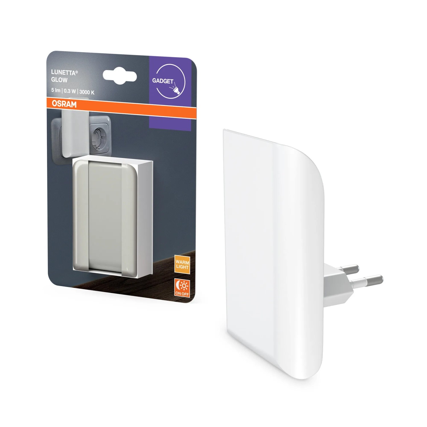 Osram LED-Nachtlicht Lunetta Glow, 0,28W, warmweiß, für die Steckdose.