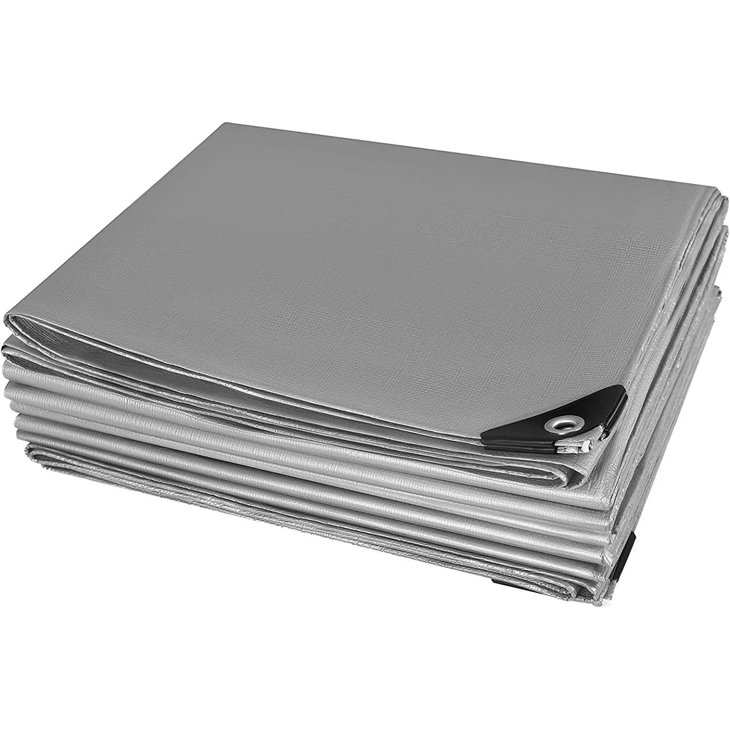 Graue WOLTU Abdeckplane 3x6 m, wasserdicht, 180 g/m², PE-Gewebe mit Ösen.