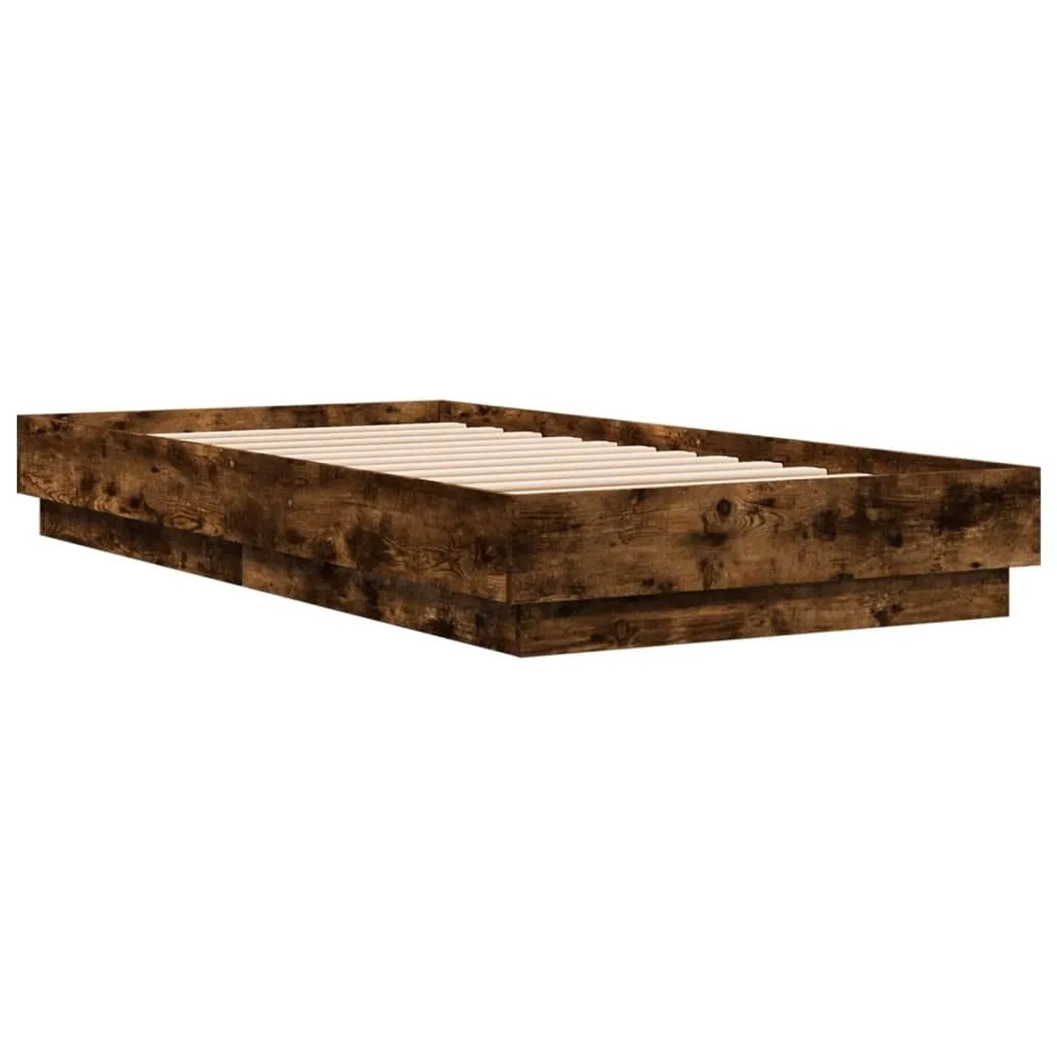 vidaXL Bettgestell mit LED Räuchereiche 90x190 cm 839543