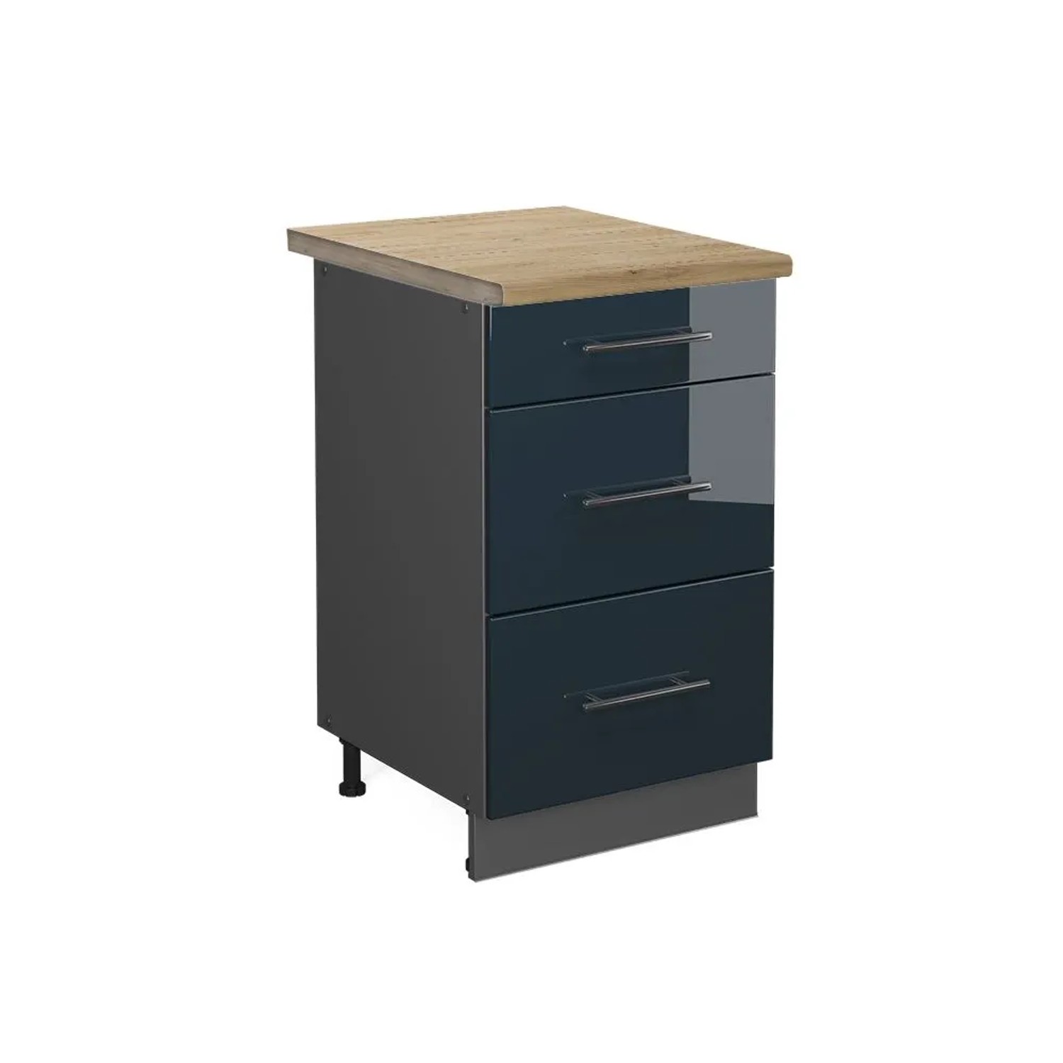 Vicco Schubladenschrank Fame-Line DunkelBlau Hochglanz 50 cm AP Eiche