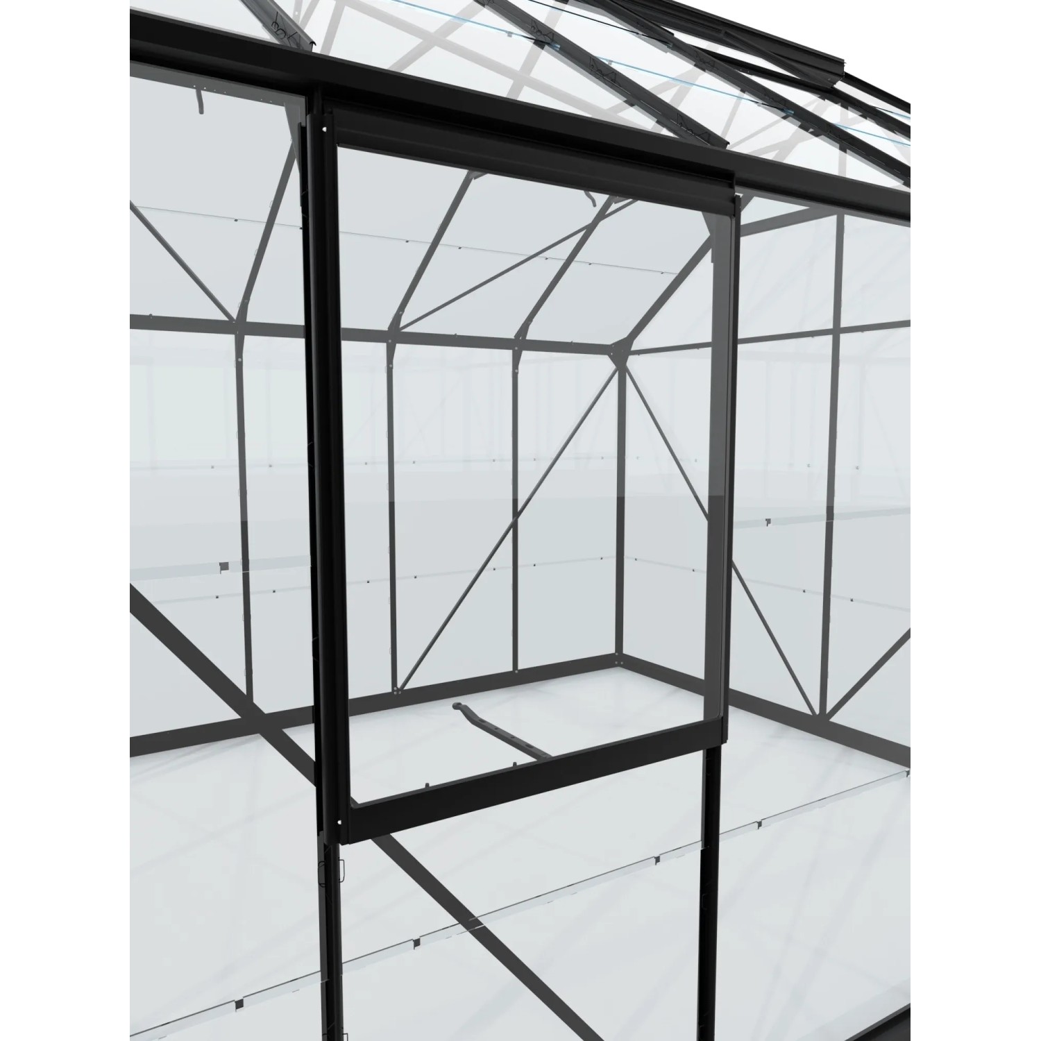 Vitavia Seitenfenster V, schwarzer Rahmen, ESG-Glas, für Gewächshäuser.