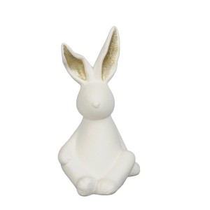 Dekofigur: Beige-weißes Kaninchen (19cm) von Mica Decorations. Osterdeko für Fensterbank & Tisch.