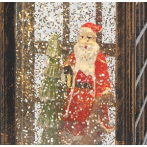 Beleuchtete Schneekugel Telefonzelle mit Weihnachtsmann und Weihnachtsbaum, bronze