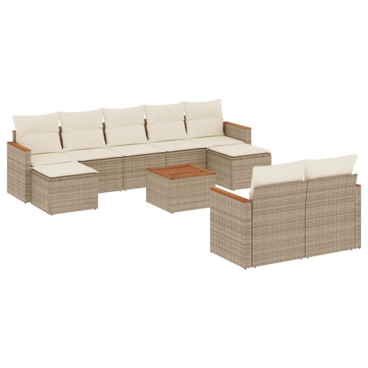vidaXL 10-Tlg Garten-Sofagarnitur mit Kissen Beige Poly Rattan 3226408 günstig online kaufen