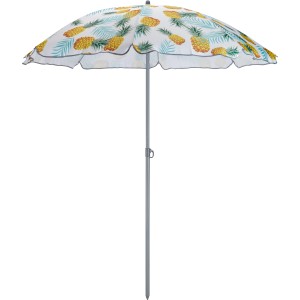 Balkonschirm Palmelo Ø 150 cm mit Ananas-Muster und Push-Up Mechanik.