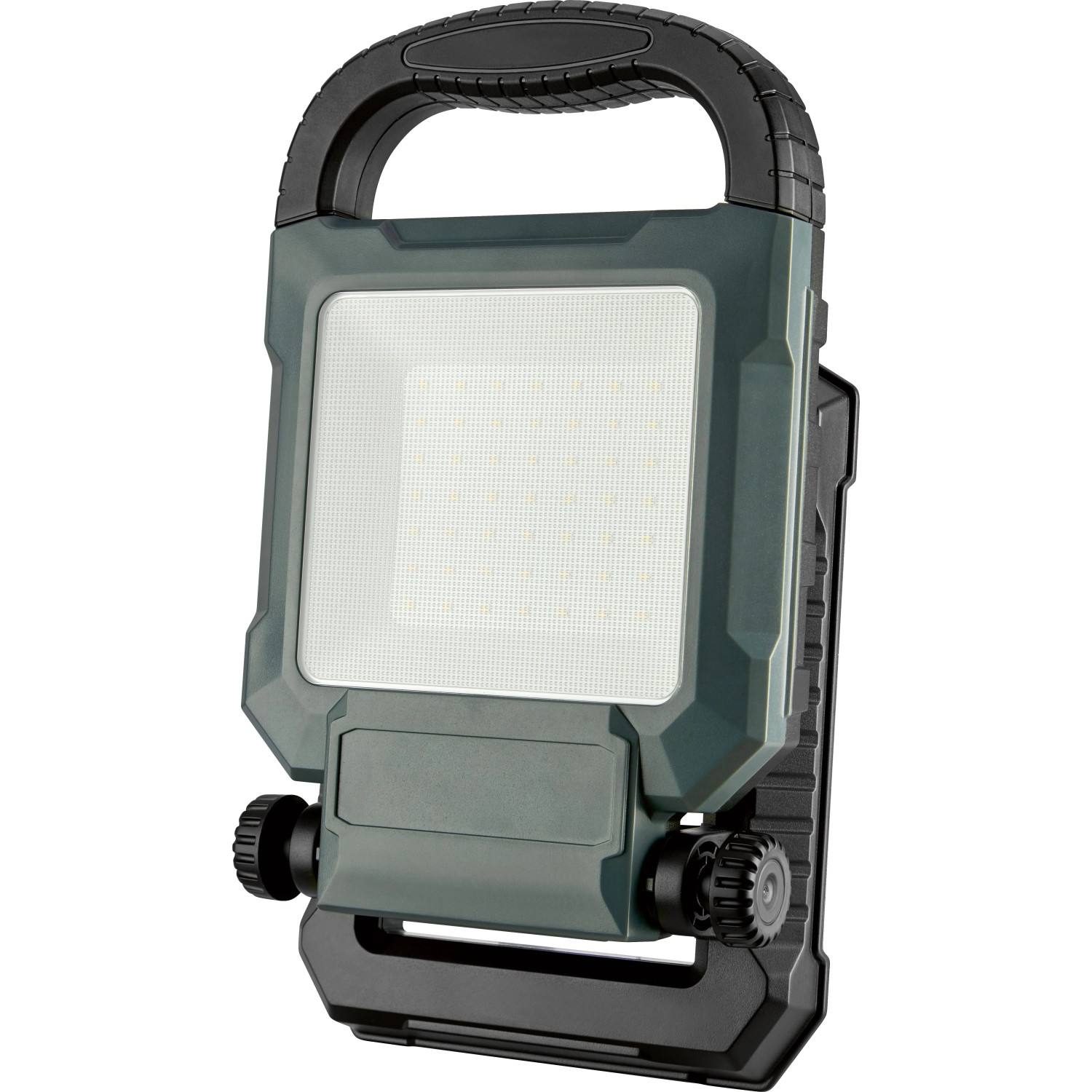 LED-Baustrahler, 30W, 2700lm, mit Tragegriff und Drehknopf zur Winkeleinstellung.