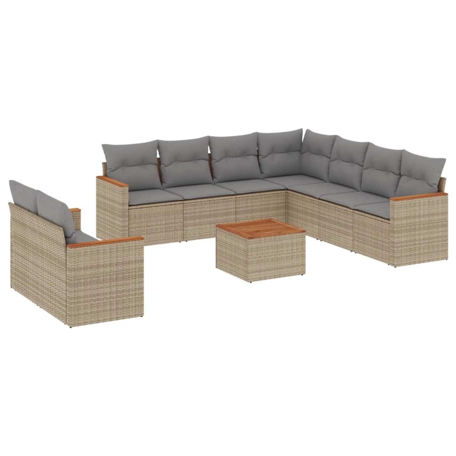 vidaXL 10-Tlg Garten-Sofagarnitur mit Kissen Beige Poly Rattan 3258510 günstig online kaufen