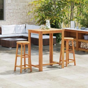 vidaXL Barhocker Set aus Akazienholz (2 Stk.) für Garten oder Esszimmer.