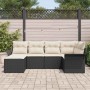 vidaXL Gartenmöbel-Set, 6-teilig, schwarz, Poly Rattan, mit Kissen. Modulares Sofa für Garten, Terrasse oder Balkon.