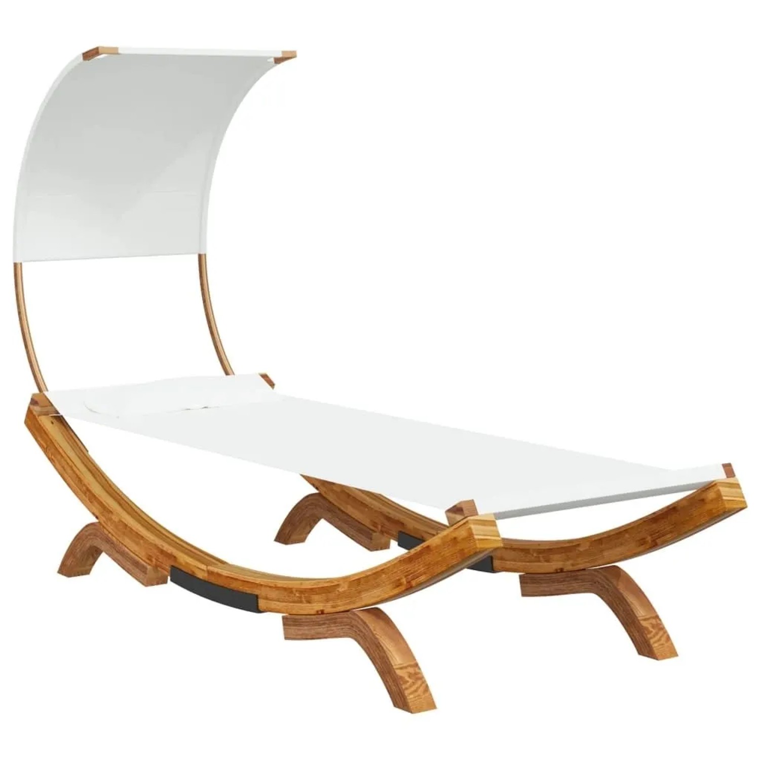 vidaXL Sonnenliege mit Dach 100x200x126 cm Bugholz Massiv Creme 313945