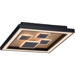 Moderne LED-Deckenleuchte Eliza von Paul Neuhaus, Holzoptik, 48x48 cm.