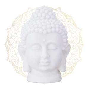 Relaxdays Buddha Kopf PVC Weiß Dekorativ 17 x 12 x 10 cm 150 g