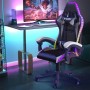 Ergonomischer Gaming Stuhl mit farbiger LED-Beleuchtung, Kopf- und Lendenstütze. Höhenverstellbar für Komfort.